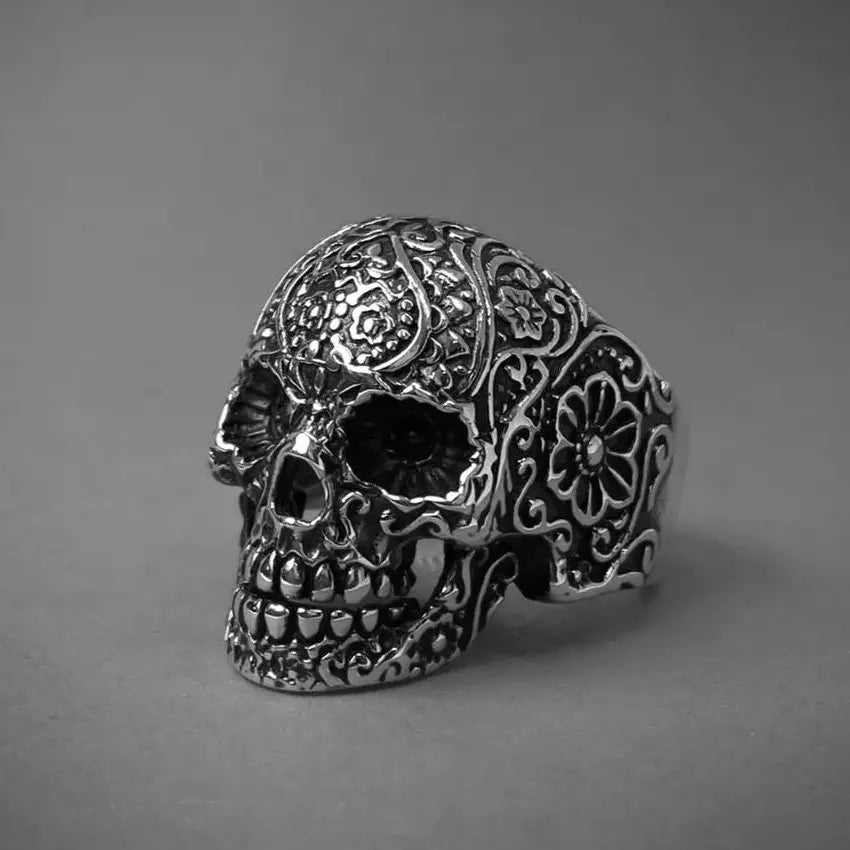 Anillo Calavera Mexicana Anillo Día de Muertos Joyería Plata Ley