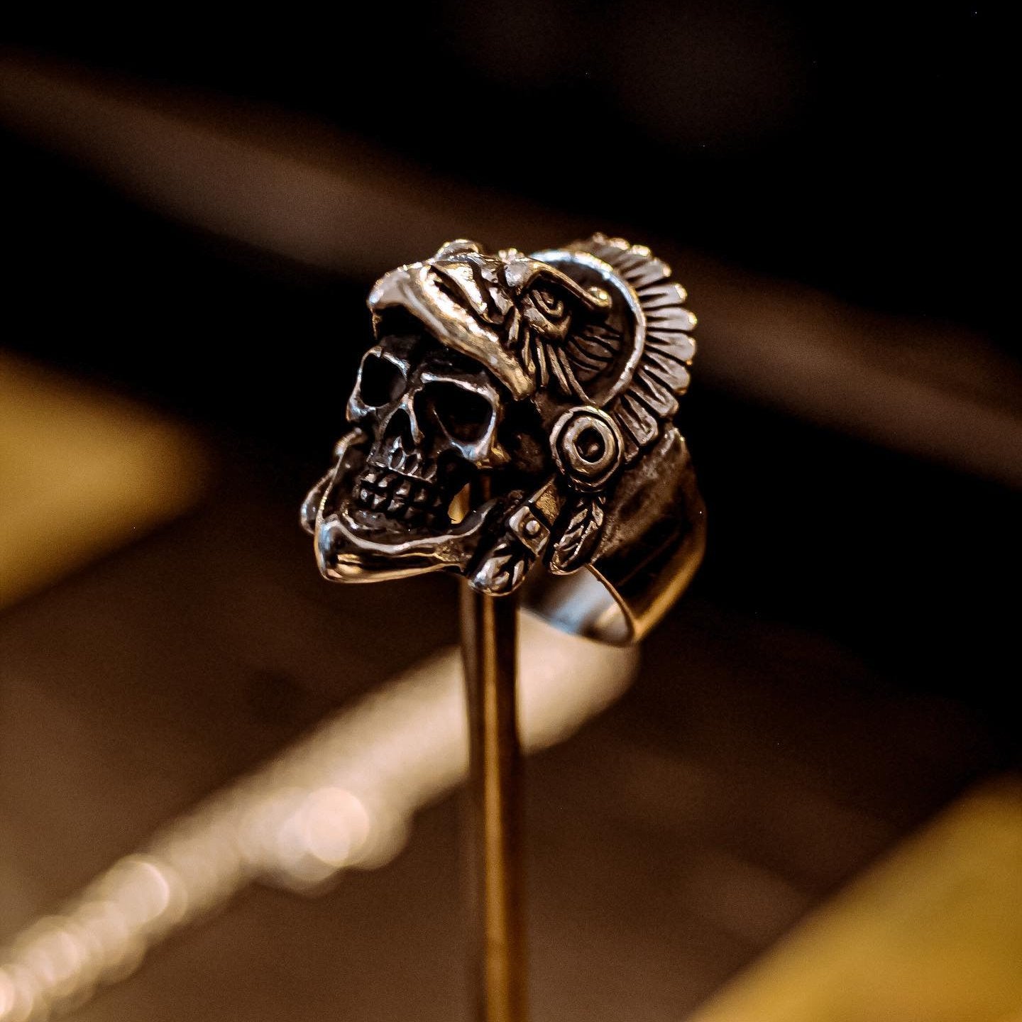 aztec eagle warrior silver ring