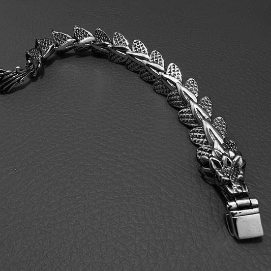 Quetzalcoatl Silver Bracelet for Men, Aztec jewelry