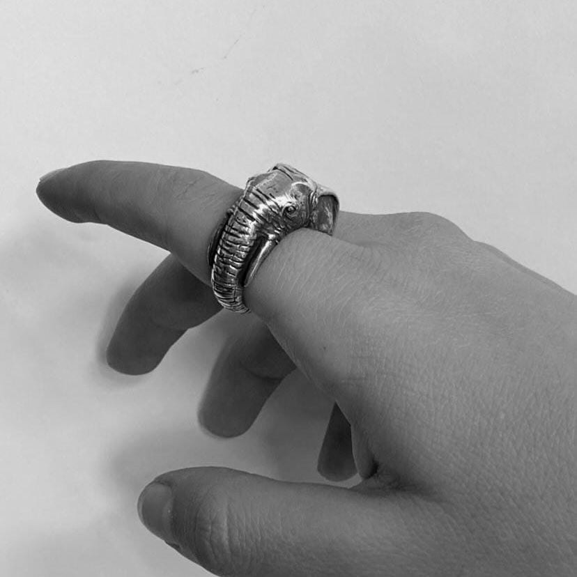 Elephant silver ring