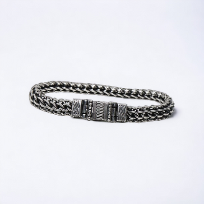handmade woven silver chain bracelet for men