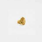 Gold agave ring with leaf design on a light gray background