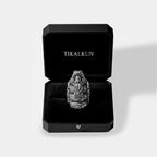  Ascension of Quetzalcoatl silver Ring inside a leather TIKALKUN jewelry box