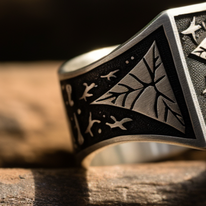 squared silver ring for men