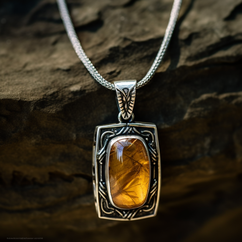 Silver necklace with amber