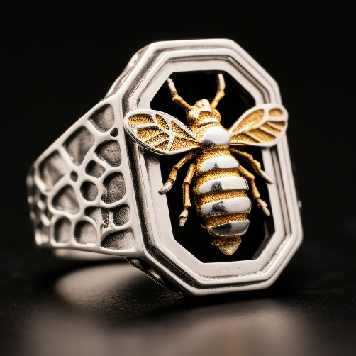 Gold Plated Bee Silver Ring For Men