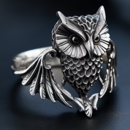 Owl Silver Ring For Men