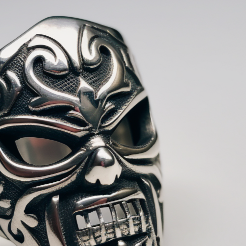 Mexican mask silver ring for men
