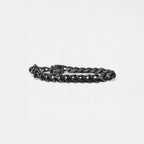 Black chain bracelet on a white background