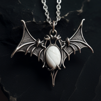 Bat Wings slver pendant with mother pearl 