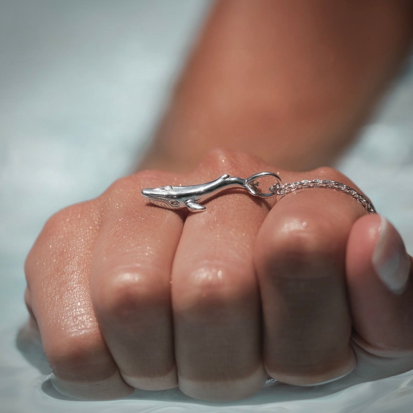 blue whale silver necklace, minimalist marine animals jewelry