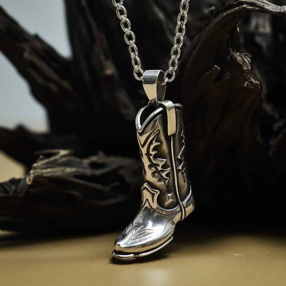 Cowboy Boot Silver Necklace