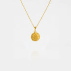 Marigold flower Gold necklace on a white background