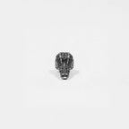 Silver alligator head ring on a white background