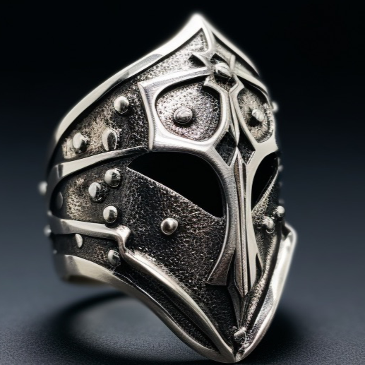 Knight silver ring for men