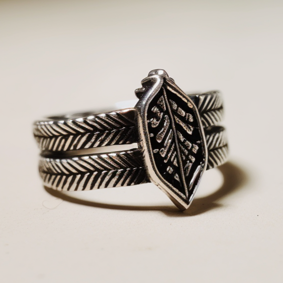 Tribal silver ring for men