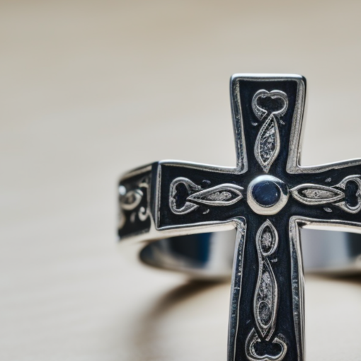 Mexican Cross silver ring for men