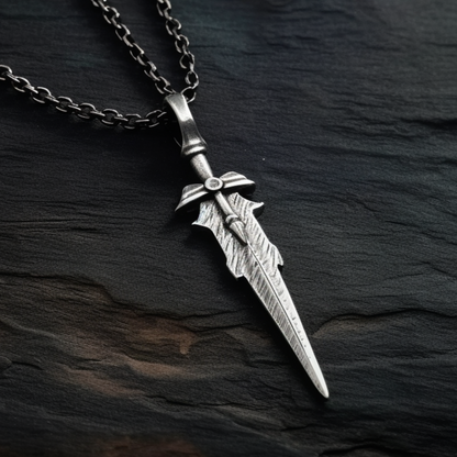 Dagger silver necklace for men
