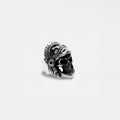 Silver EAGLE-WARRIOR skull ring on a light gray background