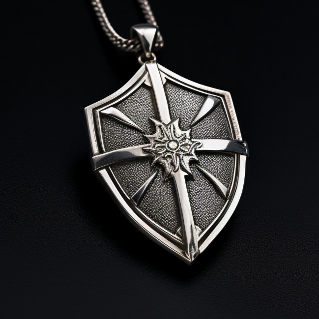 Medieval Shield Silver Necklace