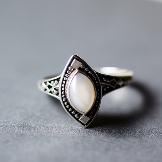 natural Pearl silver ring