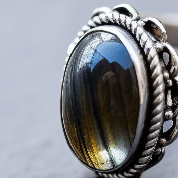 labradorite in a silver ring