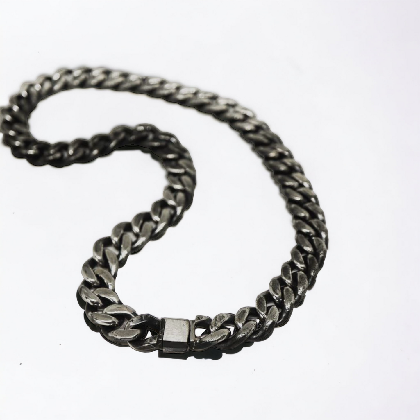 10mm Patinated/Oxidized Sterling Silver Cuban Chain
