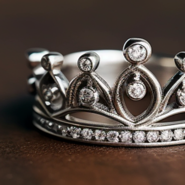 Silver queen crown ring
