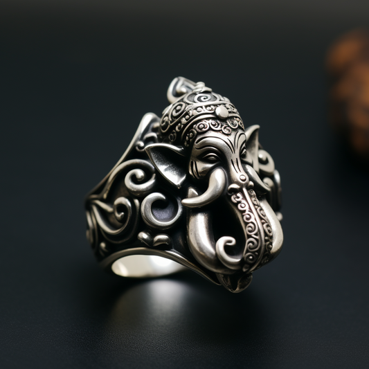 Ganesh silver ring for men