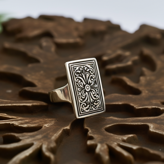 sterling silver ring with mexican art
