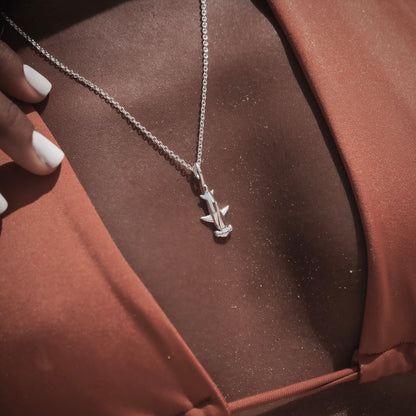 hammerhead shark silver necklace