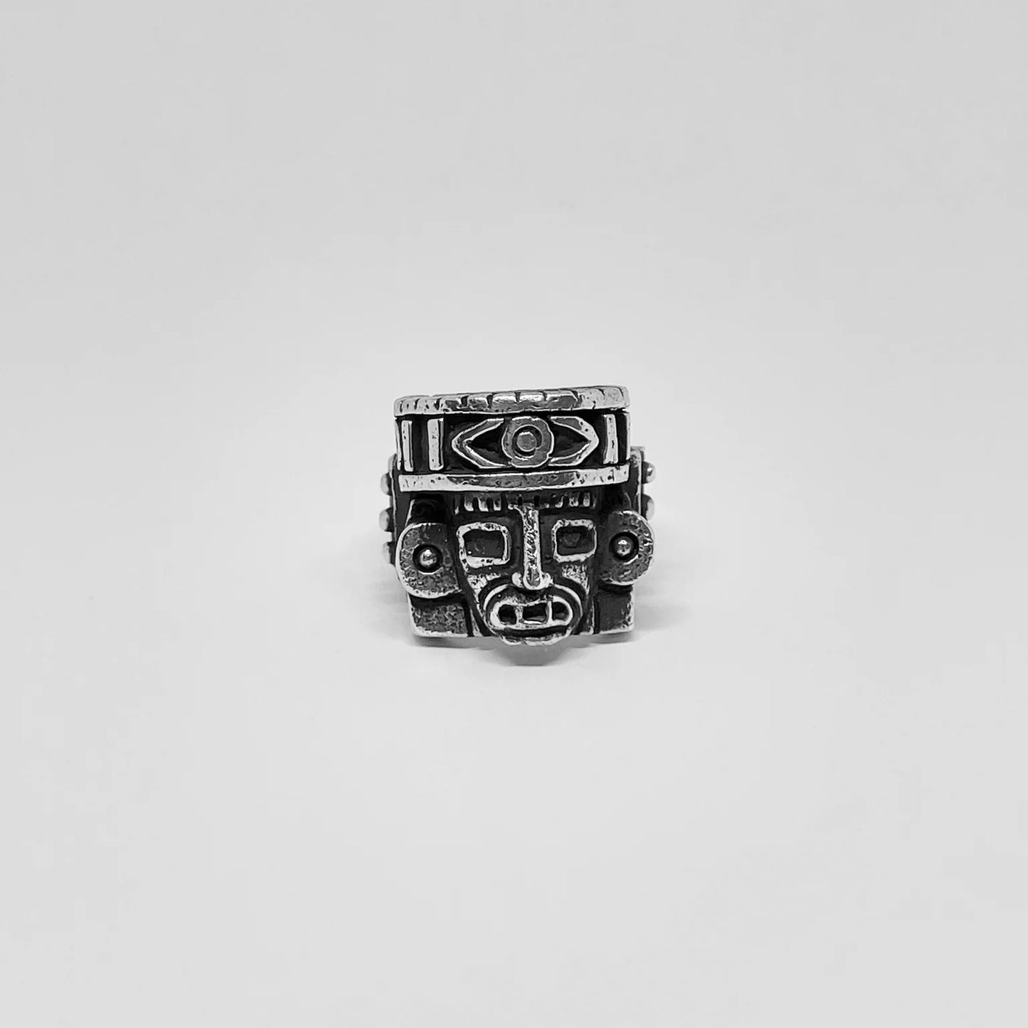 aztec god silver ring
