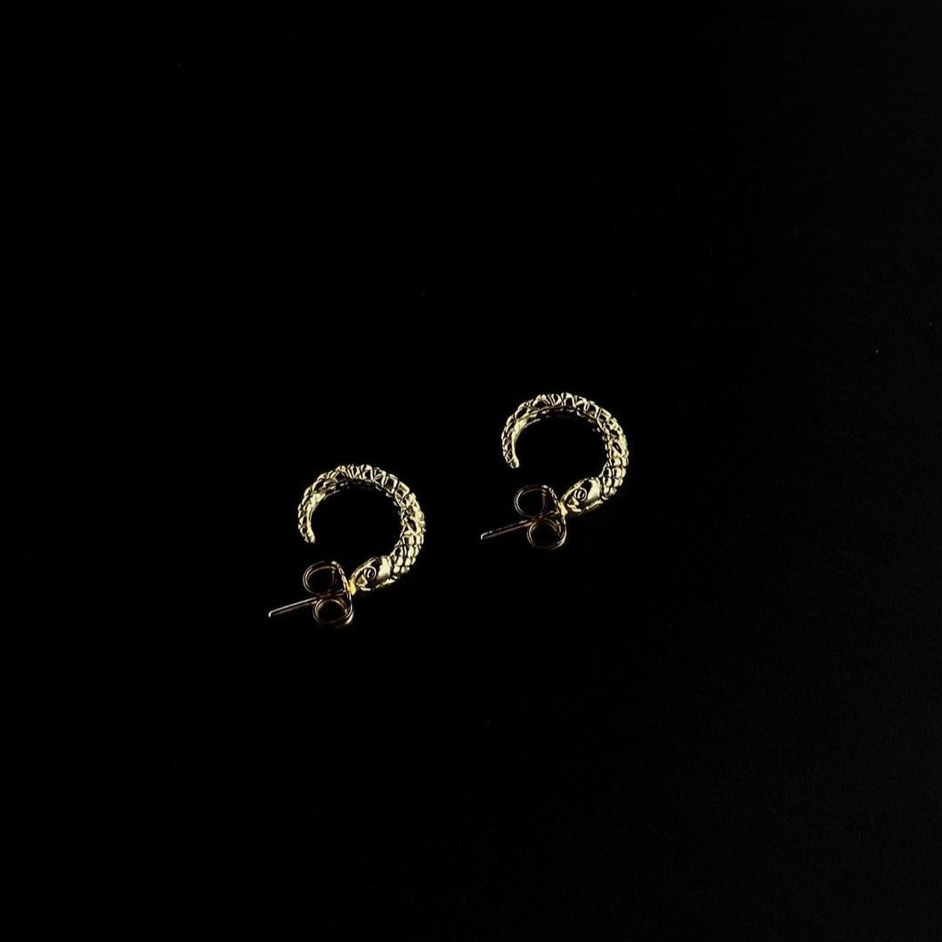 Golden snake earrings for men