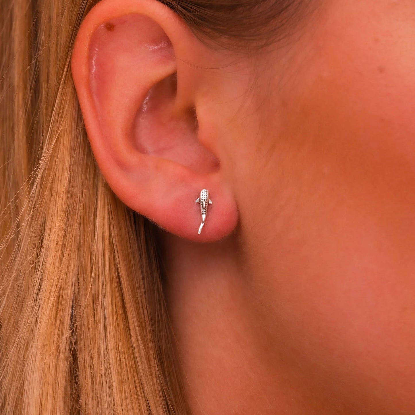 whale shark silver earrings