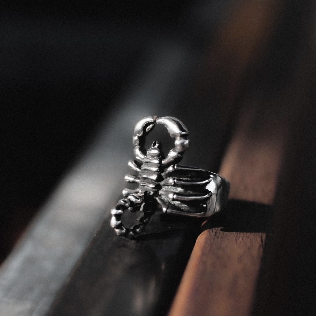 handmade scorpion silver ring for men