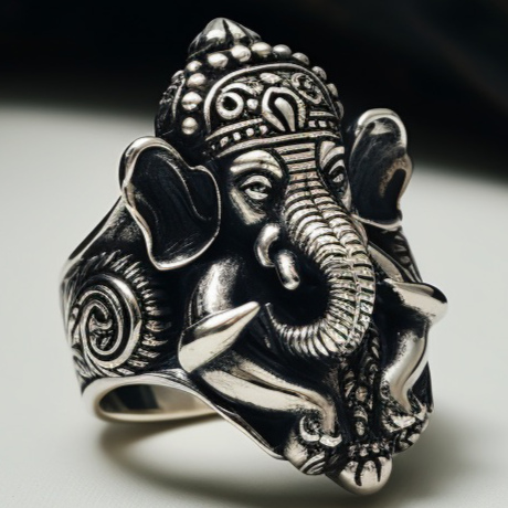 Ganesha silver ring for men