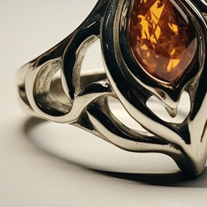 Fire silver ring for men