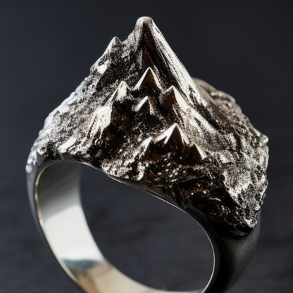 Volcano silver ring for men