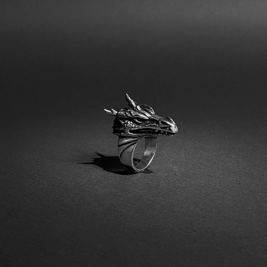 Dragon silver ring for men