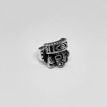 aztec silver ring for men