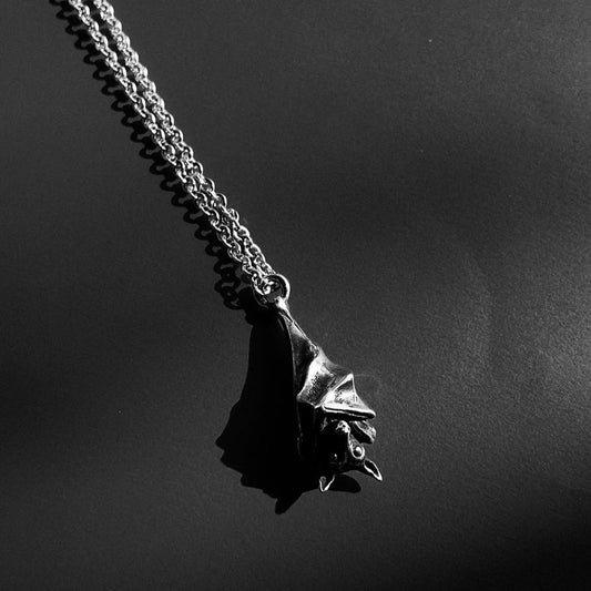 Bat Silver necklace for men, animal inspired jewelry