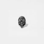 Skull jaguar-warrior ring on a light gray background