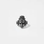 mayan shaman silver ring on a white background