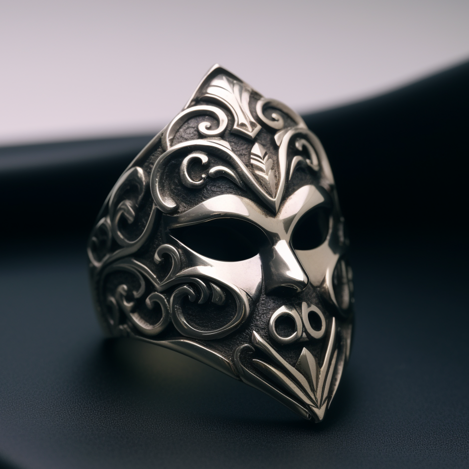 Sterling silver mask ring for men