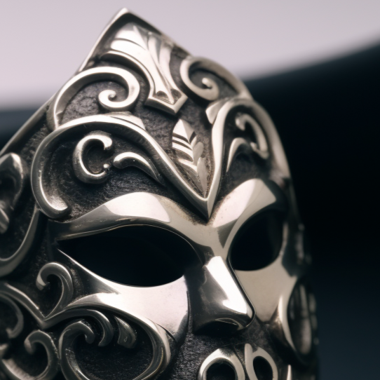 Sterling silver mask ring for men