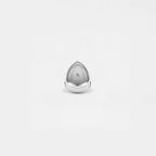 Silver medieval shield ring on a white background