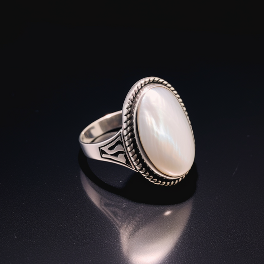 mother of pearl ring for men made with sterling silver