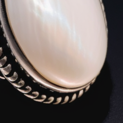 mother of pearl ring for men made with sterling silver