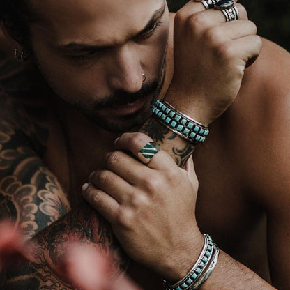 Turquoise silver jewelry for men