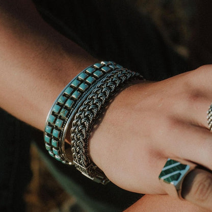 Turquoise silver bracelet for men